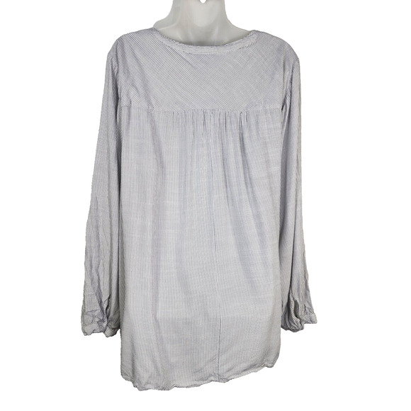 Lane Bryant Women Blouse Size 22/24 White Striped Illusion Collection Button Tie - Picture 2 of 10